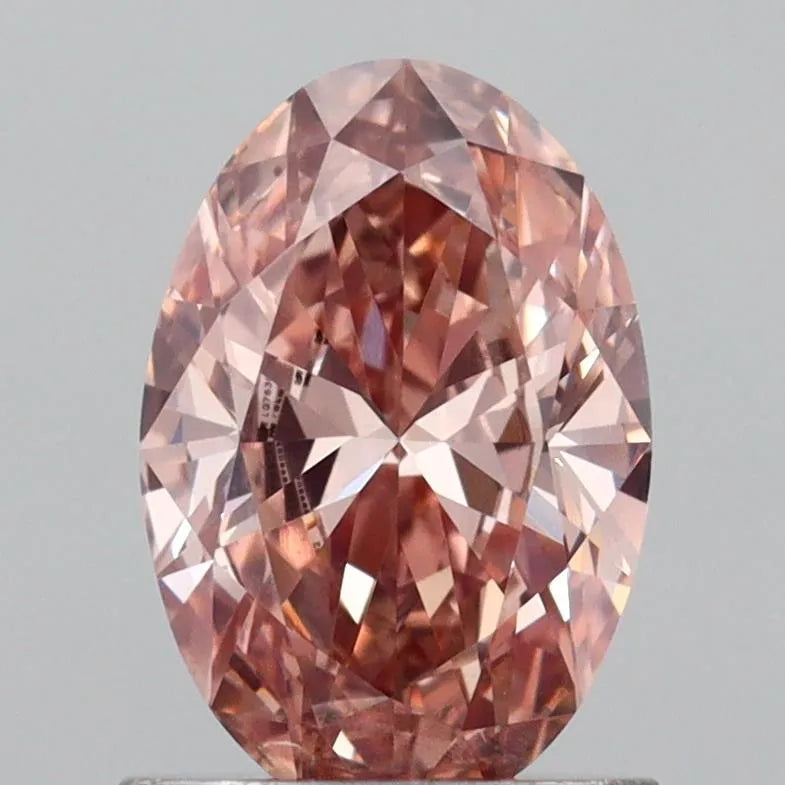 0.97ct Oval Lab Grown Diamond (Colour Fancy Intense Brownish Pink, Clarity VVS2, IGI Certified)