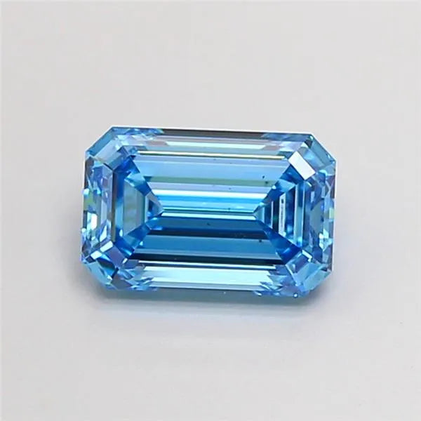 1.00ct Emerald Lab Grown Diamond (Colour Fancy Vivid Blue, Clarity VS2, IGI Certified)
