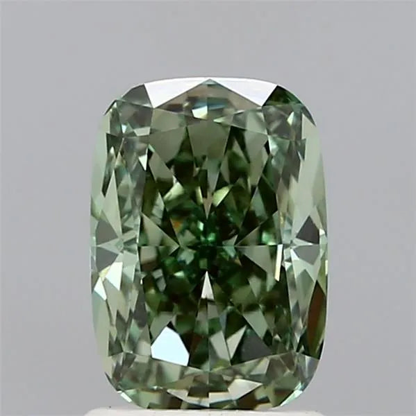 1.52ct Cushion brilliant Lab Grown Diamond (Colour Fancy Vivid Green, Clarity VS1, IGI Certified)