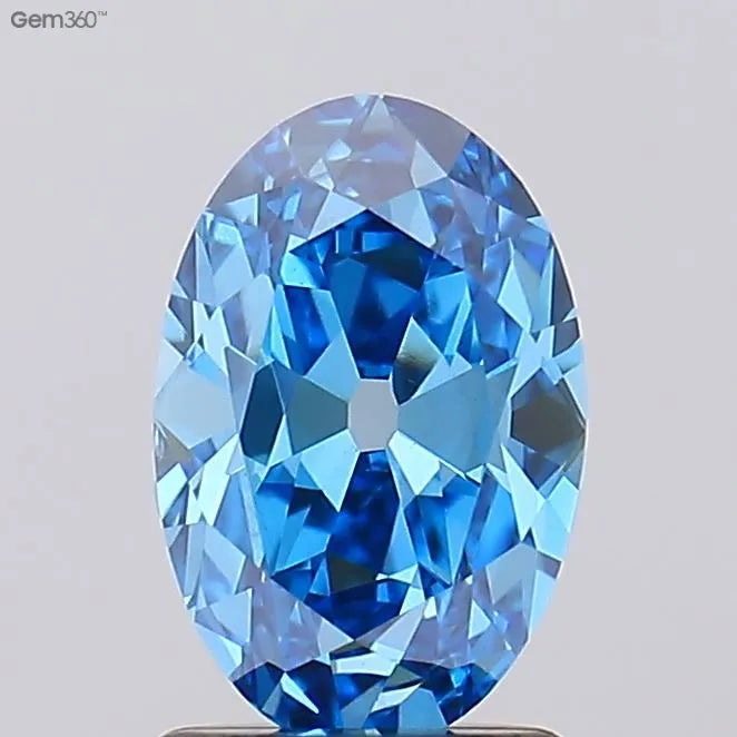 1.53ct Oval Lab Grown Diamond (Colour Fancy Vivid Blue, Clarity VS1, IGI Certified)
