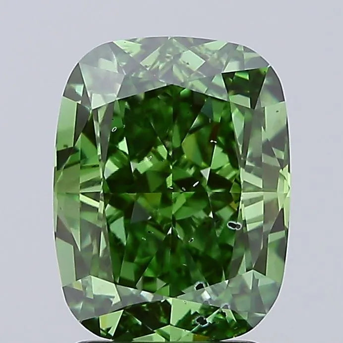2.42ct Cushion modified Lab Grown Diamond (Colour Fancy Vivid Green, Clarity SI1, IGI Certified)