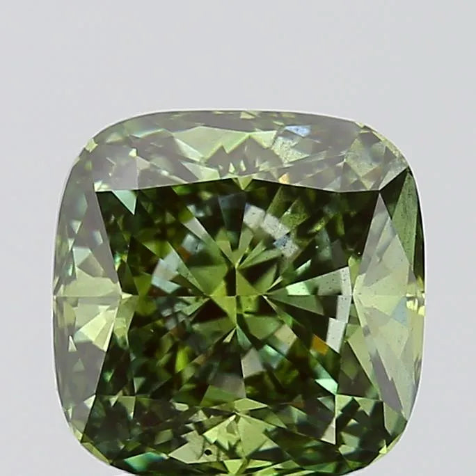 2.50ct Cushion modified Lab Grown Diamond (Colour Fancy Vivid Green, Clarity SI2, IGI Certified)