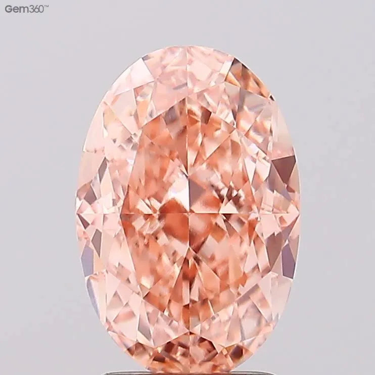 2.81ct Oval Lab Grown Diamond (Colour Fancy Vivid Pinkish Orange, Clarity VVS2, IGI Certified)