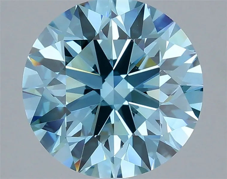 3.50ct Round Lab Grown Diamond (Colour Fancy Vivid Blue, Clarity VVS2, Cut EX, IGI Certified)