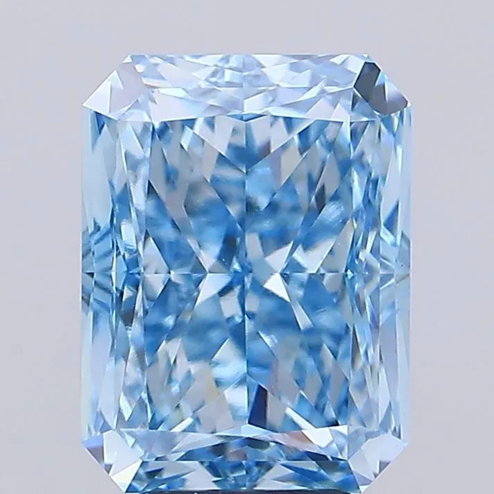 5.02ct Radiant Lab Grown Diamond (Colour Fancy Vivid Blue, Clarity VVS2, IGI Certified)