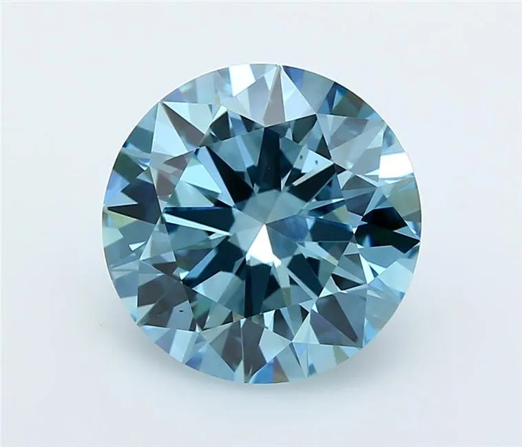 5.03ct Round Lab Grown Diamond (Colour Fancy Vivid Blue, Clarity VVS2, Cut ID, IGI Certified)