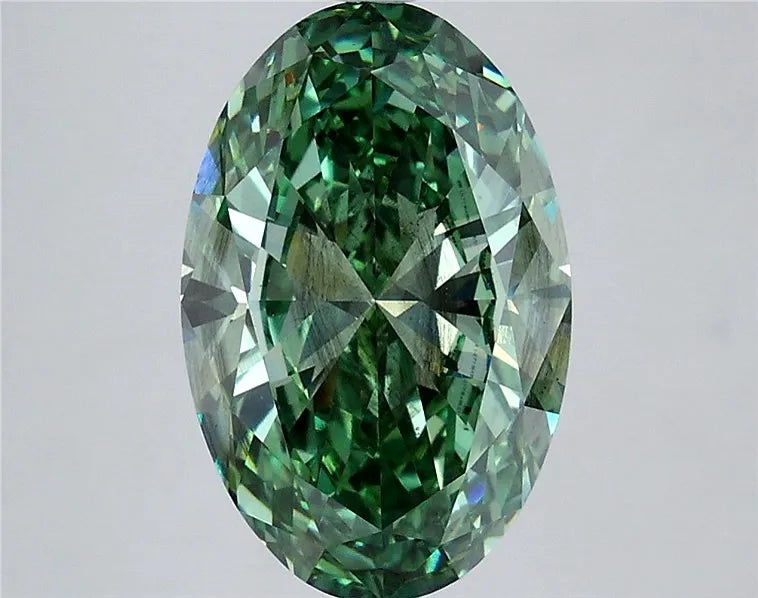 5.05ct Oval Lab Grown Diamond (Colour Fancy Vivid Green, Clarity VS2, IGI Certified)