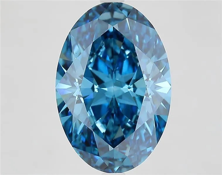 6.32ct Oval Lab Grown Diamond (Colour Fancy Vivid Blue, Clarity VVS2, IGI Certified)