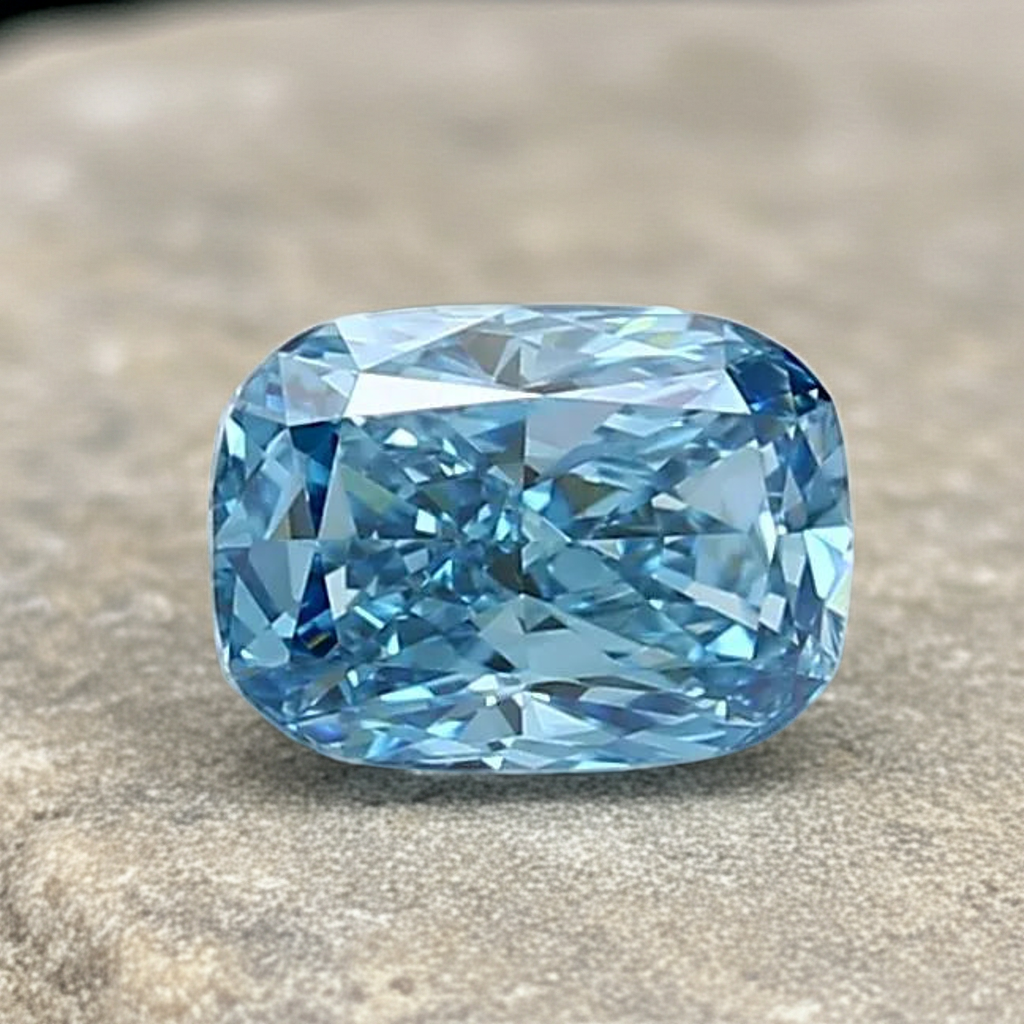 1.22ct Cushion modified Lab Grown Diamond (Colour Fancy Vivid Blue, Clarity VVS2, IGI Certified)